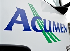 close up view of Acumen Logistics logo on the side of one of its lorries